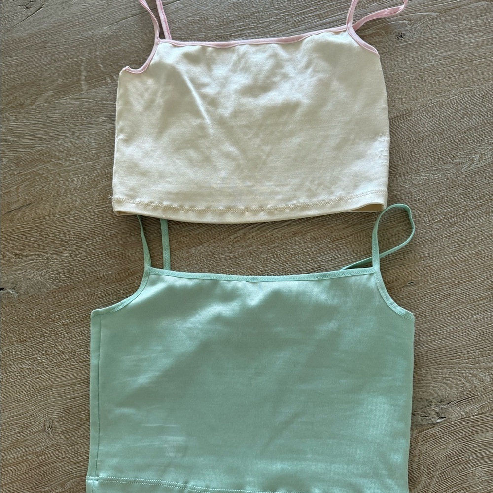 American apparel stretchy shimmer crop tank top bundle